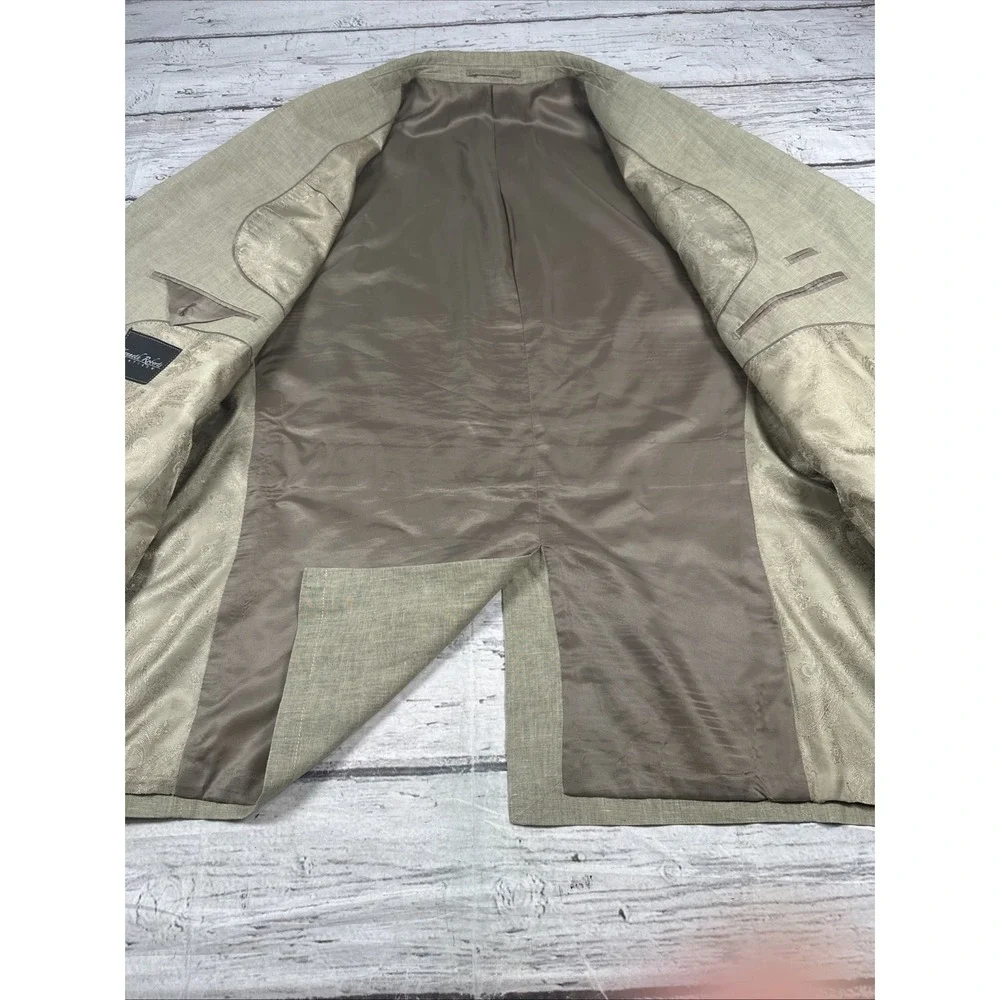 Kenneth Roberts Platinum Tan/Taupe Safari Style Jacket Men's XL Linen Blend